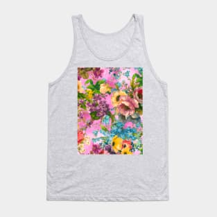 Vintage floral garden, shabby chic, vintage botanical, flowers illustration, pink vintage floral pattern Tank Top